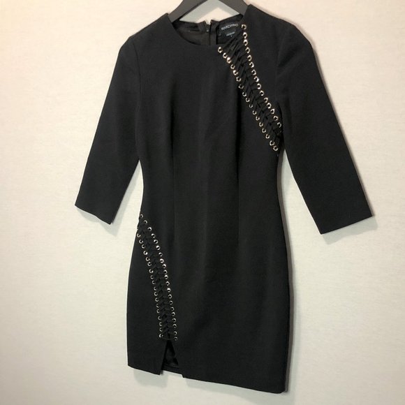 MARCIANO Black Lace Up Dress with Side Slit - Picture 12 of 13